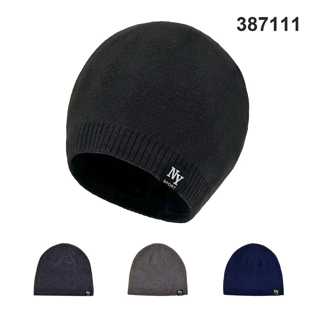 Czapka Zimowa Męska NY SPORT Mix Kolorów 12szt
