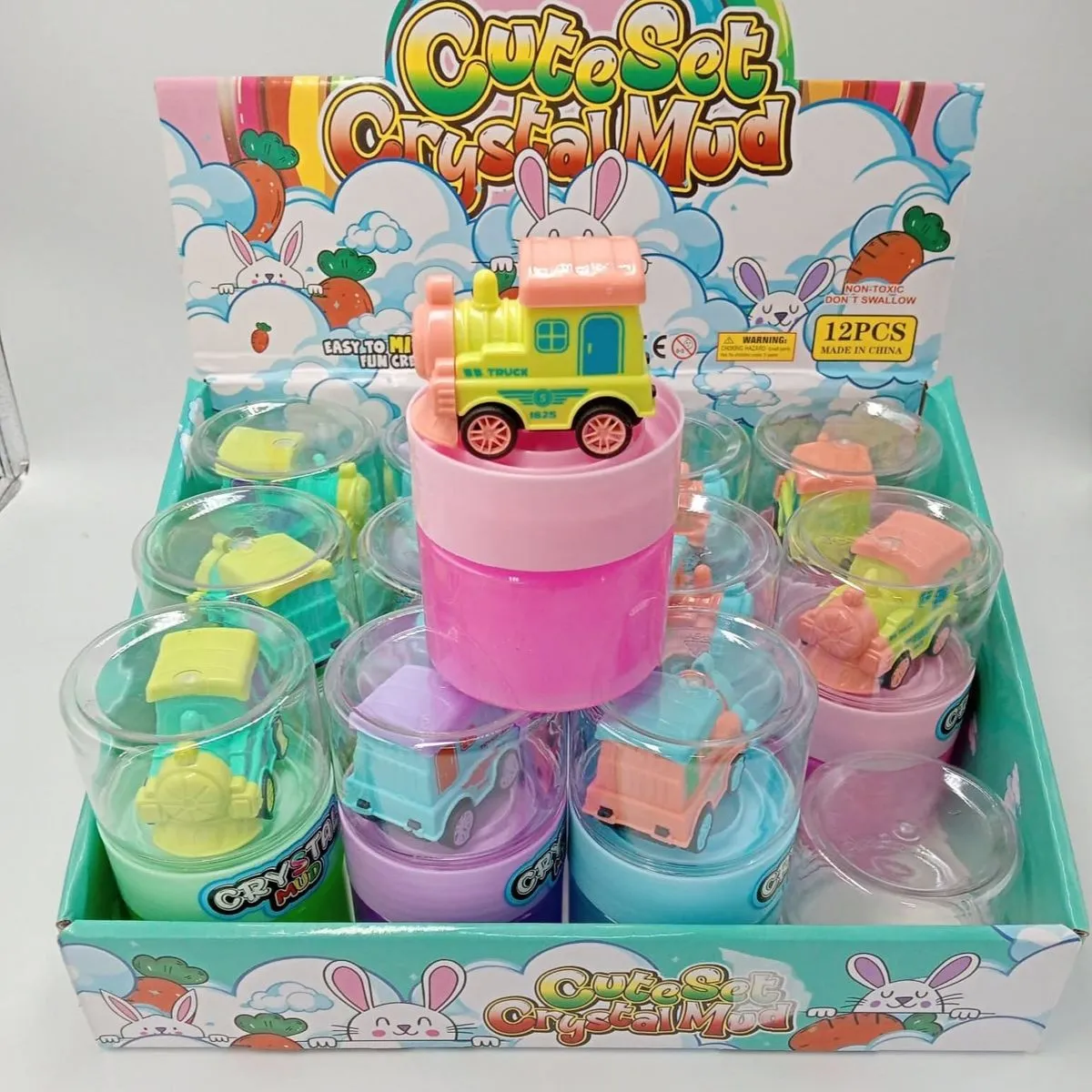 Zabawki Slime Cute Set Crystal Mud z figurką pociągu 12 szt.