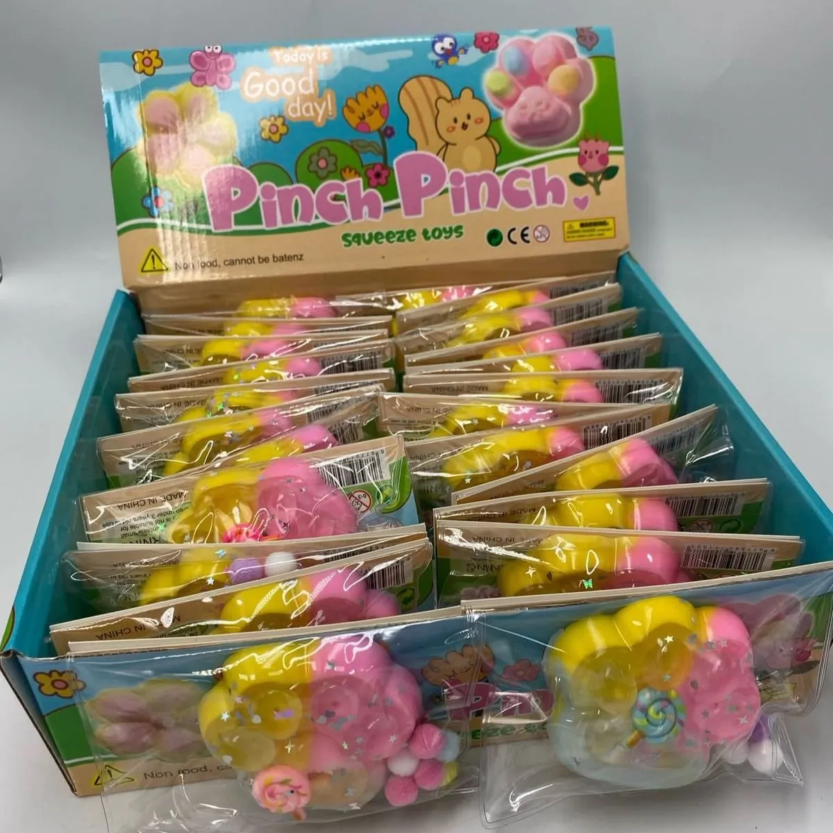 Zabawki Squeeze Pinch Pinch - Gniotek Łapka z Brokatem, 24 szt.