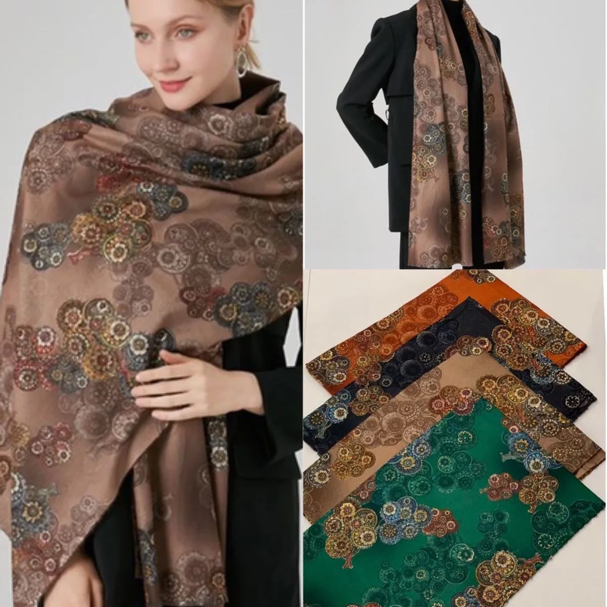Szaliki damskie viscose, cotton, wool mix 12 szt