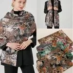 Szaliki damskie wzór animal print, bawełna/wiskoza/wełna