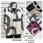Szaliki damskie mix 12 szt 50% wełna 50% wiskoza