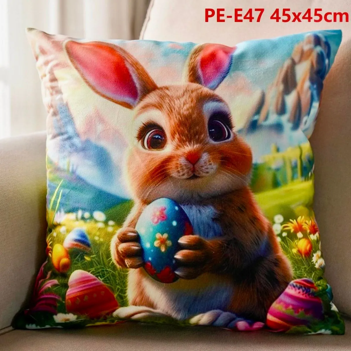 Poszewki 45x45 cm PE-47 z motywem królika wielkanocnego