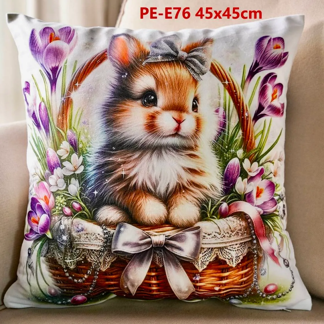 Poszewki 45x45 cm PE-E76 z królikiem i krokusami