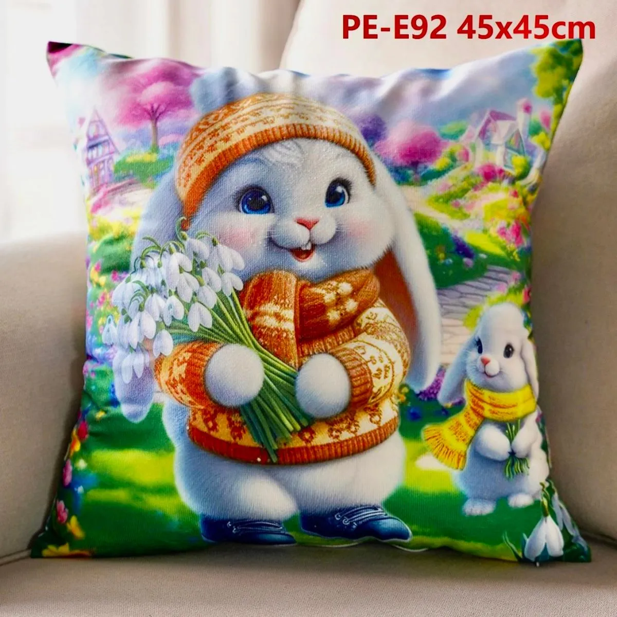Poszewki 45x45 cm PE-E9245 z motywem królika wielkanocnego