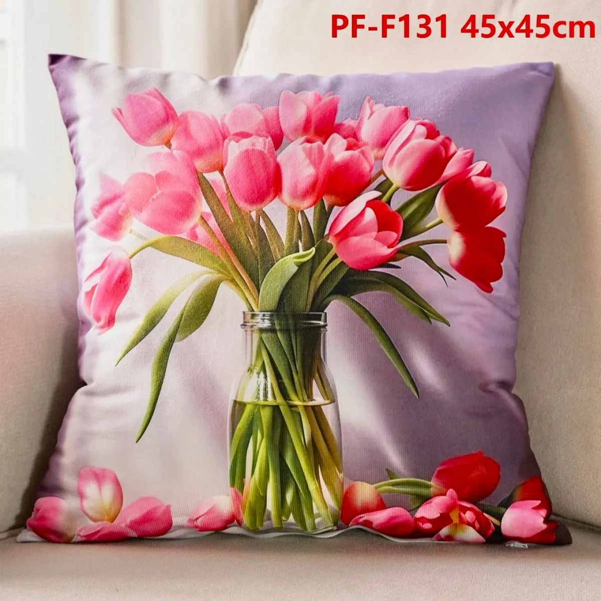 Poszewki dekoracyjne 45x45 cm tulipany w wazonie PF-F131