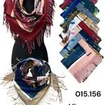 Szaliki damskie viscose z frędzlami wzorzyste