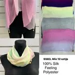 Szaliki damskie 100% Silk Feeling Poliester 6583 Mix 12 szt