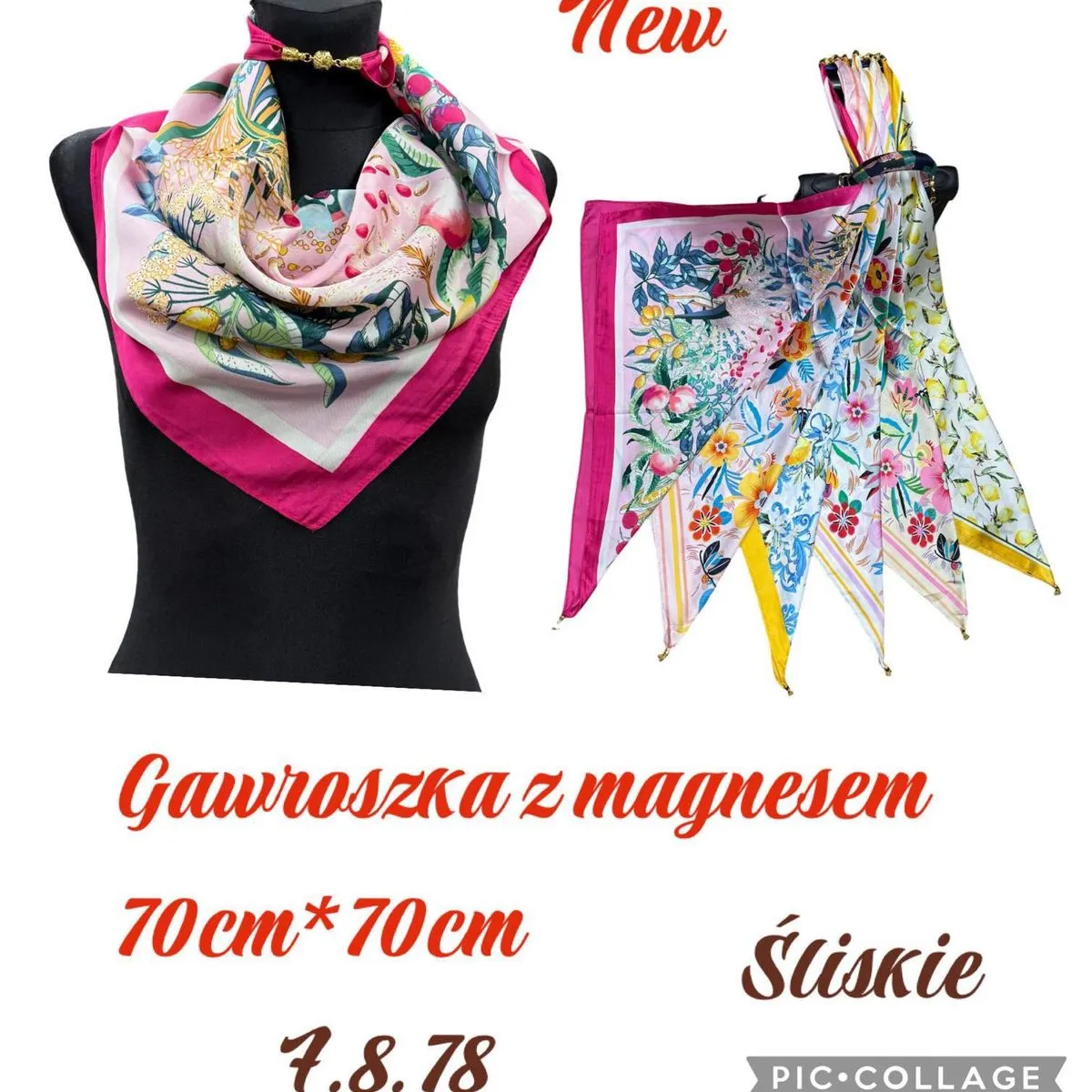 Szaliki damskie śląskie 70cm x 70cm Gawroszka z Magnesem