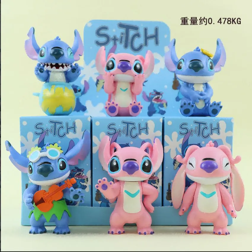 Figurki Stitch i Angel zestaw 6 szt mini kolekcjonerskie
