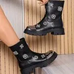 Botki damskie Seastar DA170 czarne, srebrne ozdoby, metalowy nosek