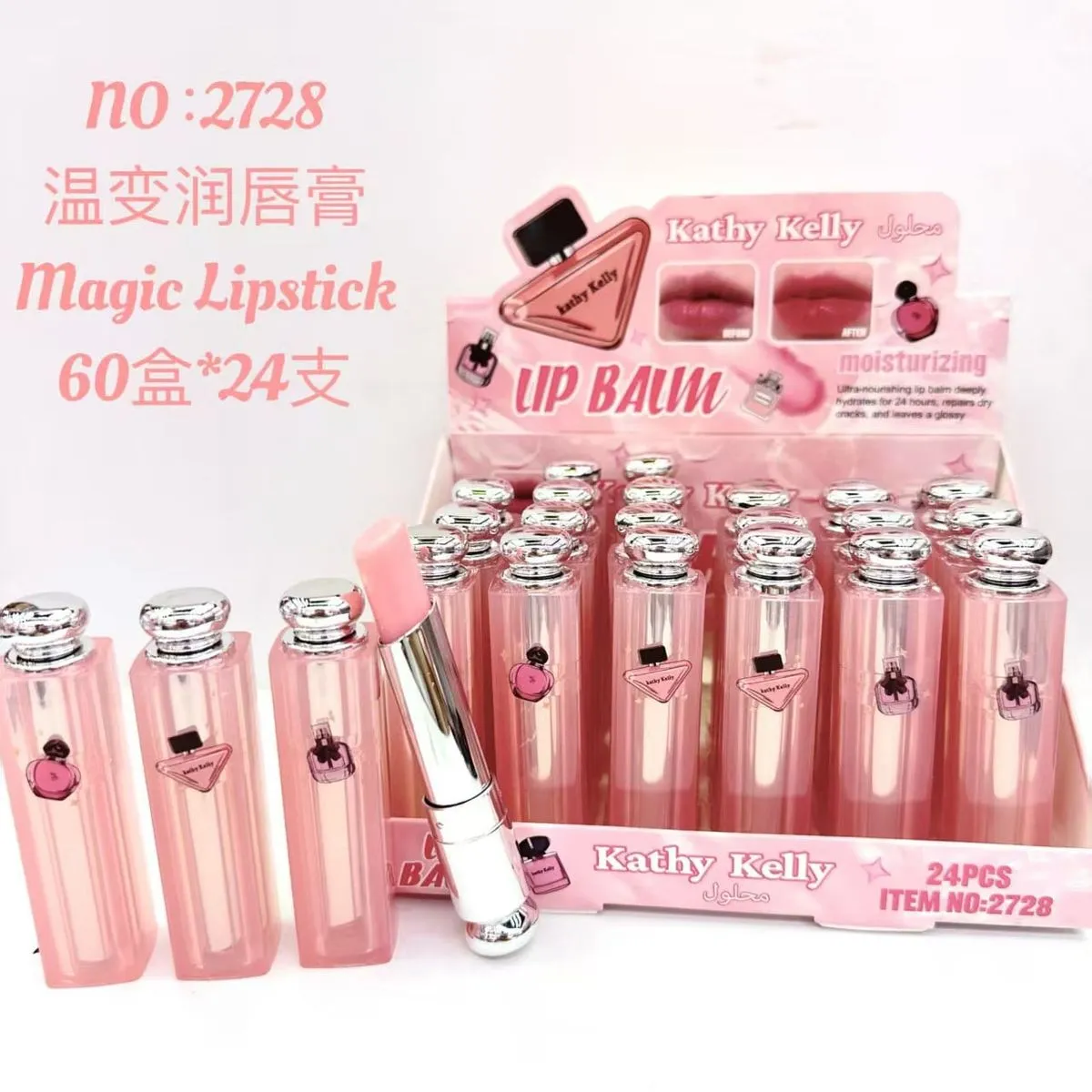 Kathy Kelly Lip Balm Nawilżający Magic Lipstick 24szt