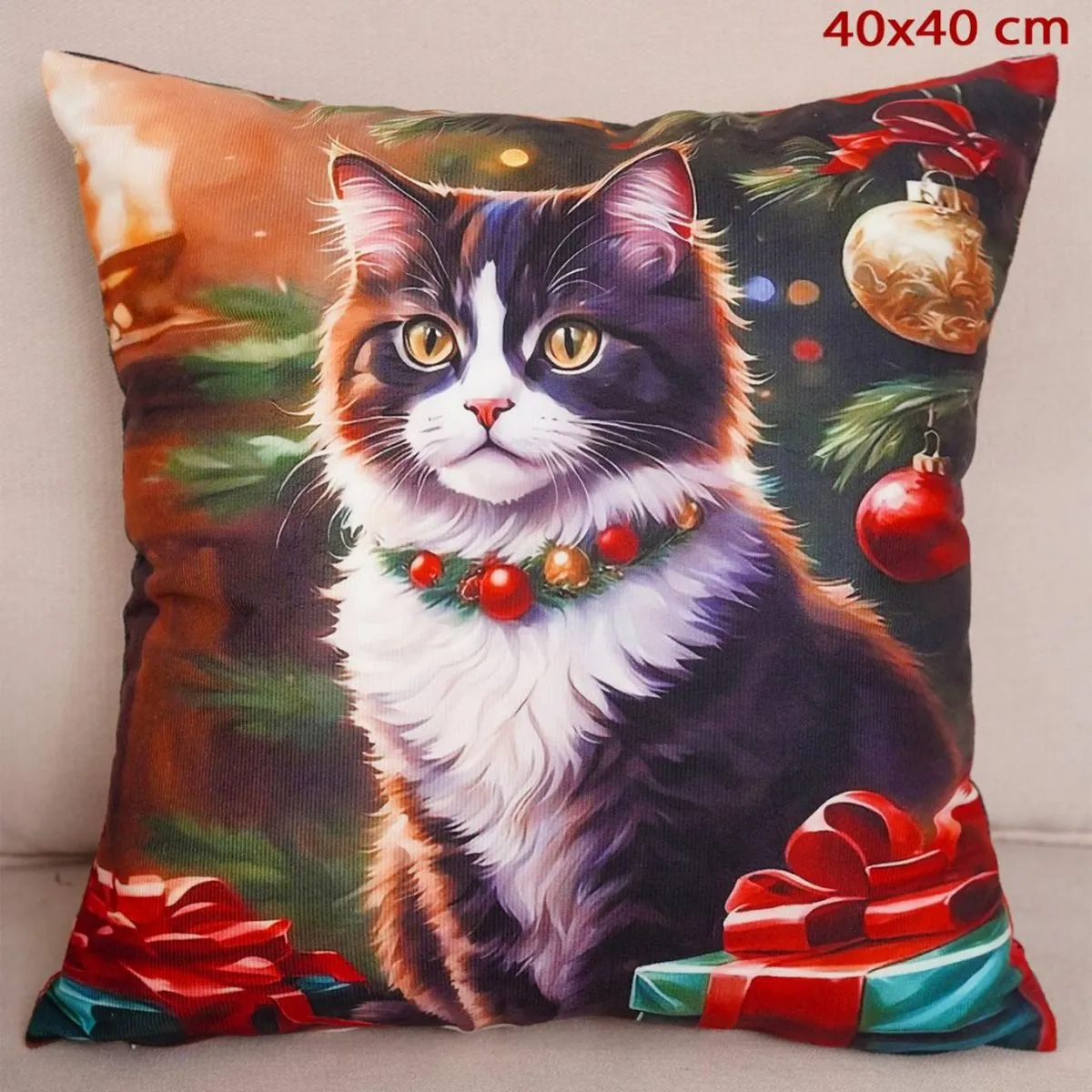 Poszewka Świąteczny Kot 40x40cm