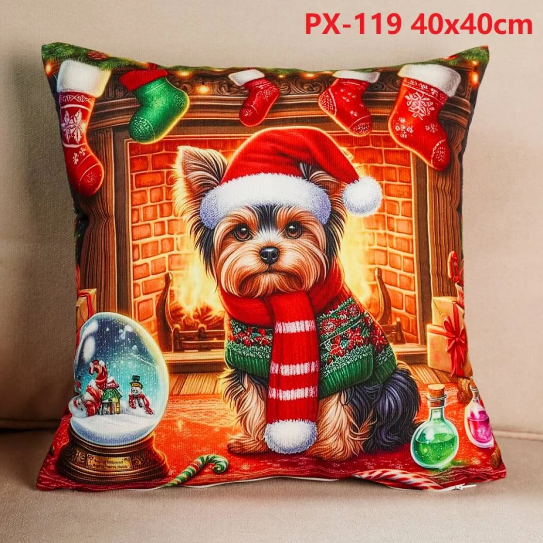 Poszewka na poduszkę świąteczny yorkshire terrier 40x40cm