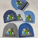 Czapki dziecięce Minecraft niebieskie/szare