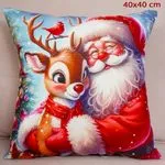 Poszewka świąteczna Santa z reniferem 40x40cm