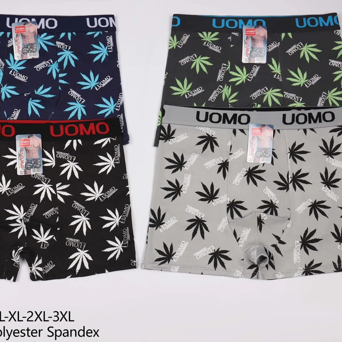Bokserki męskie UOMO P106 L-XL-XXL-XXXL wzór liść