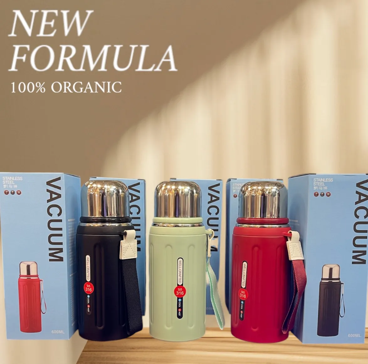 Thermos VACUUM 500ml - czarna, miętowa, czerwona