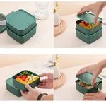 Lunchbox 2 piętrowy zielony składany