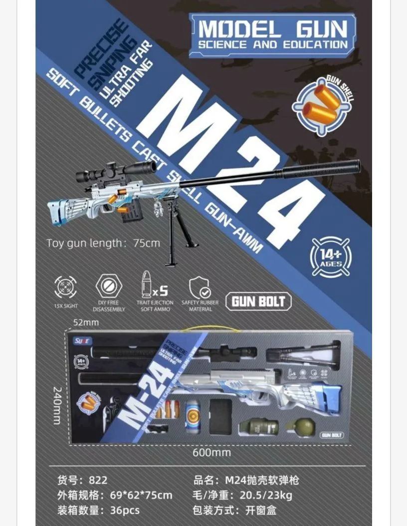 Pistolet na kulki M24 Gun Bolt Snajperka 75cm