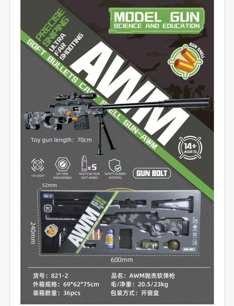 Pistolet na kulki Gun Bolt AWM karabin snajperski 70 cm