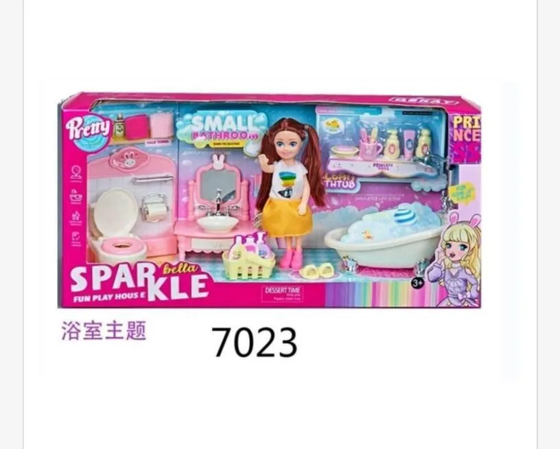 Zabawkowy zestaw lalka Sparkle Bella z łazienką