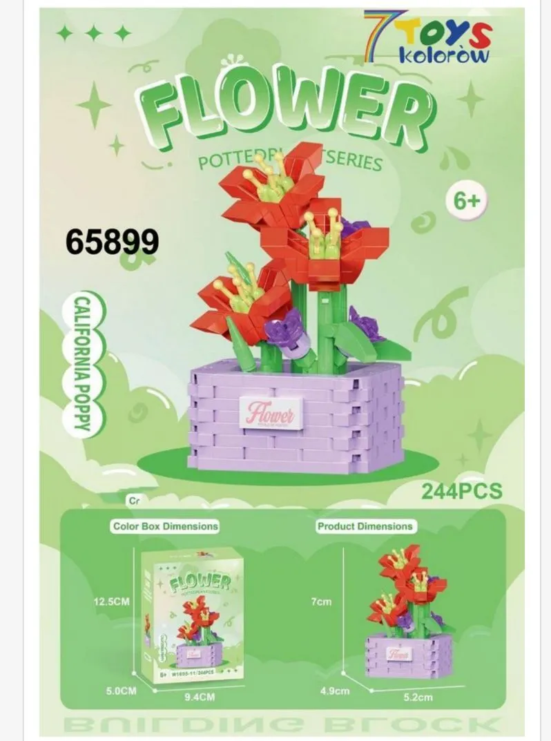 Klocki Kwiaty Flower Pot Series 24 pcs 6+