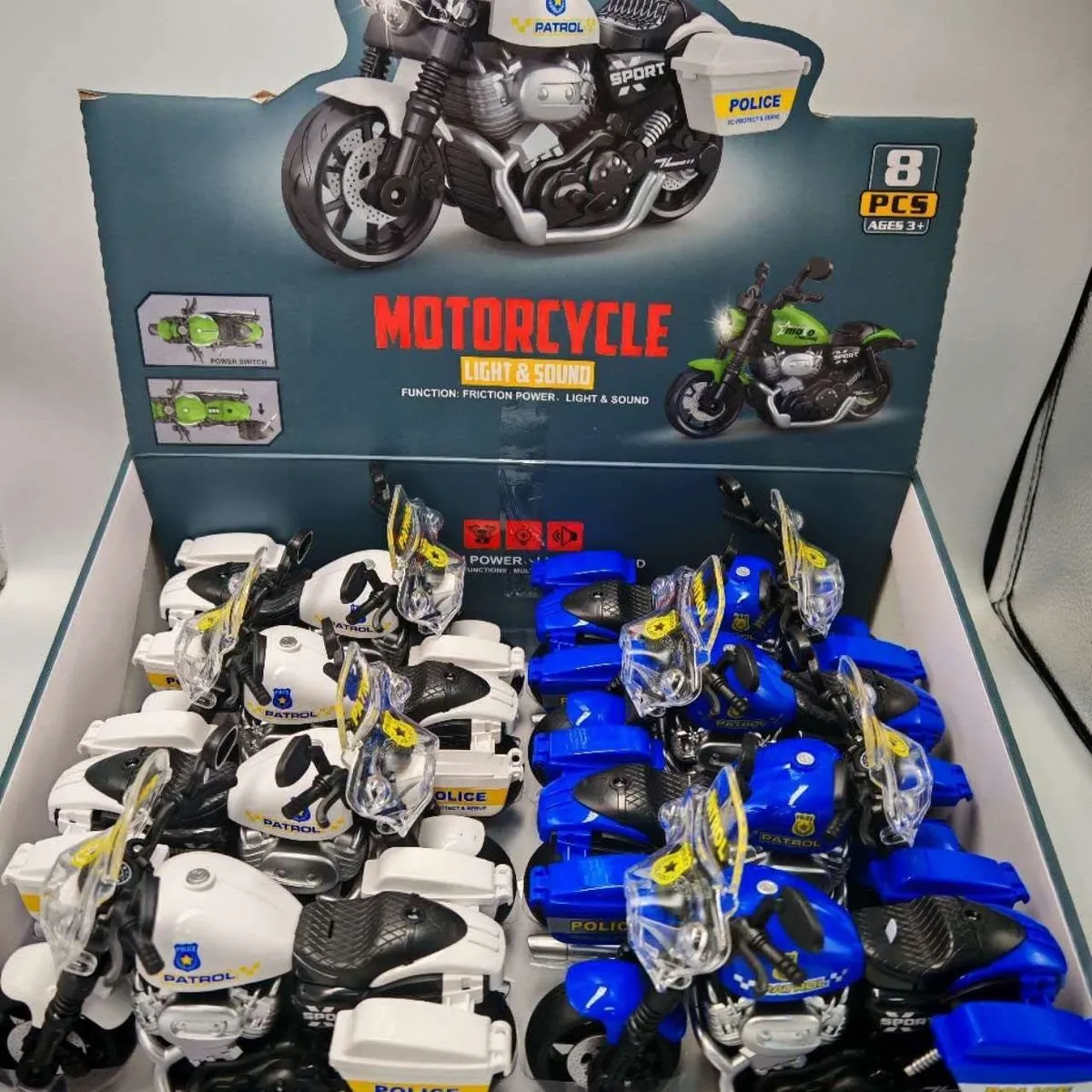 Zabawka motocykl policyjny z światłem i muzyką, 8 szt