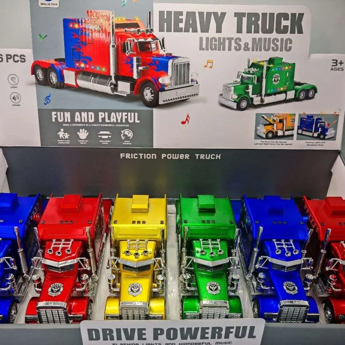 Zabawki Ciężarówki Heavy Truck ze światłem i muzyką 6 szt