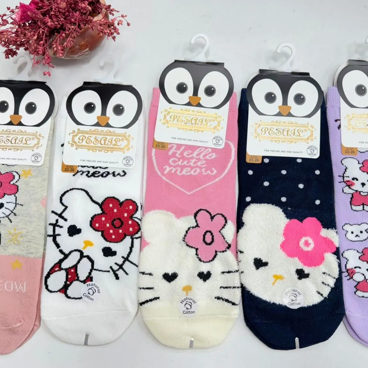 Skarpetki dla dzieci Hello Kitty i pingwiny