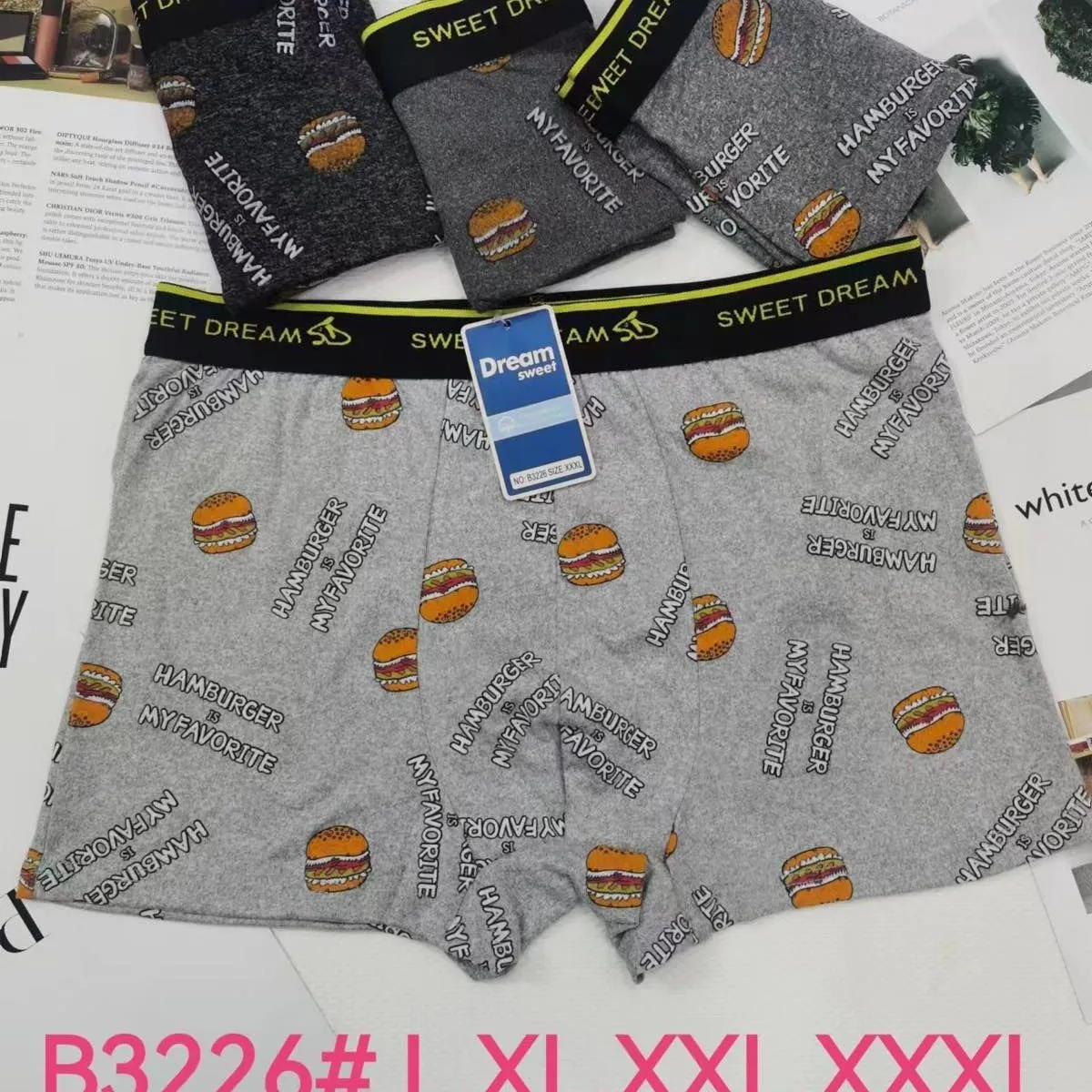 Bokserki męskie Sweet Dream B3226 L-7XL z motywem burgera