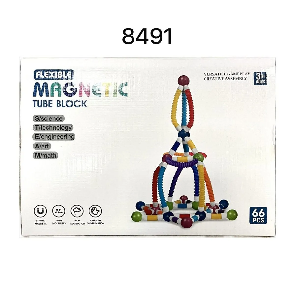 Zabawki Magnetyczne Flexible Magnetic Tube Block 66PCS 8491