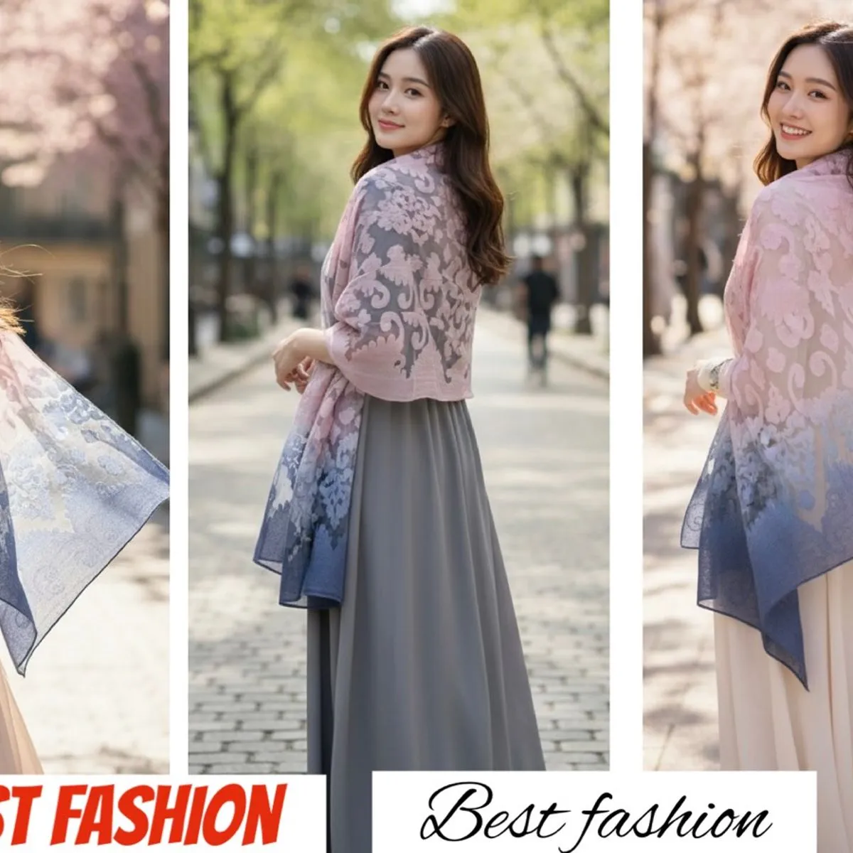 Szaliki damskie Best Fashion gradient granatowo-różowe