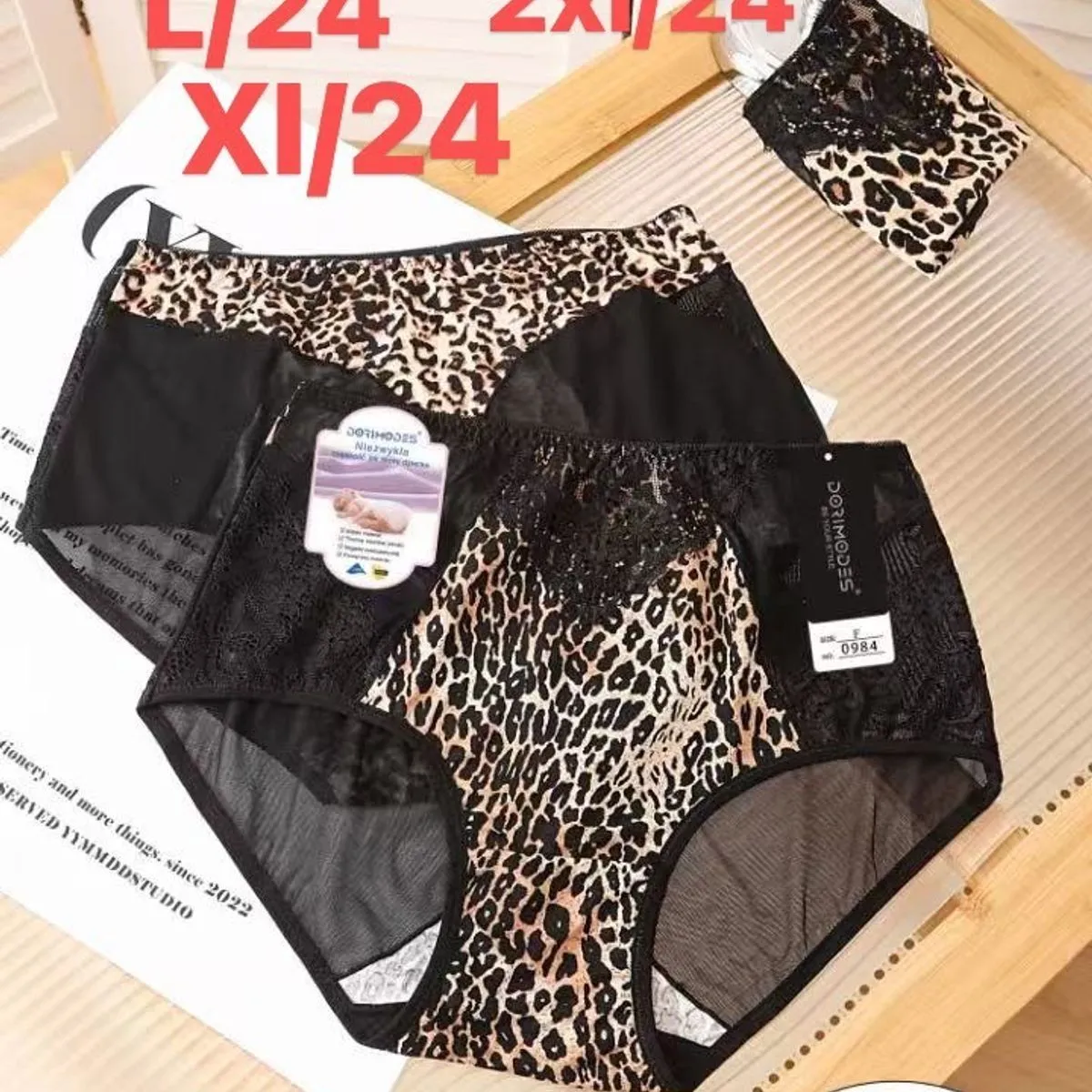 Majtki damskie L leopard 68% wiskoza 12% spandex