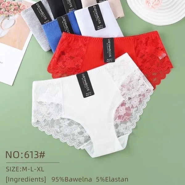Majtki damskie koronkowe S-XXL 95% bawełna NO:613