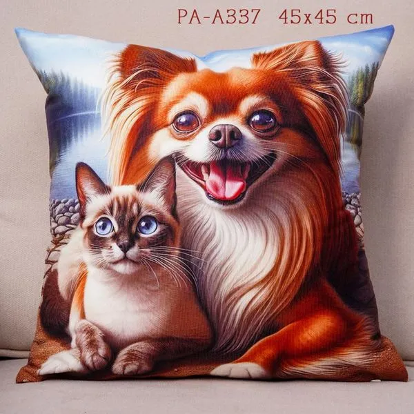 Poszewka 45x45 cm PA-A337 z Chihuahua i kotem