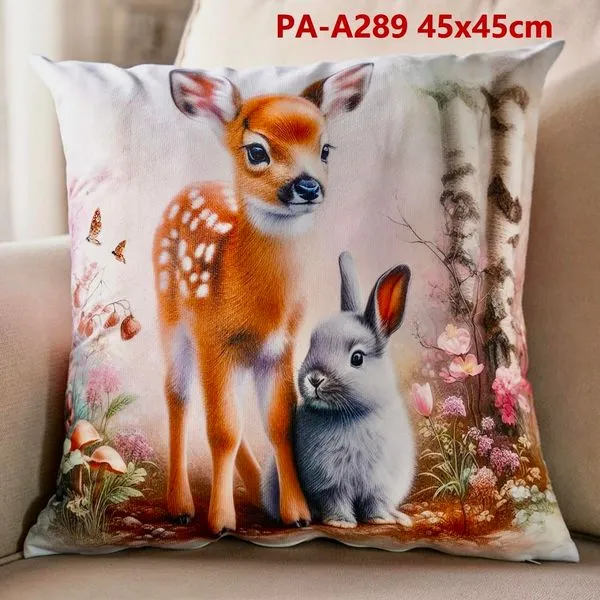 Poszewka 45x45 cm PA-A289 z jeleniem i królikiem