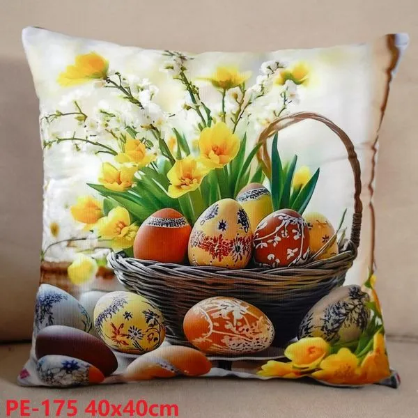 Poszewka Wielkanocna 40x40 cm z koszykiem jajek PE-175
