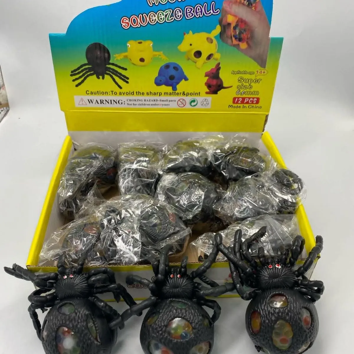 Gniotki Squeeze Ball pająk czarny, opak. 12 szt