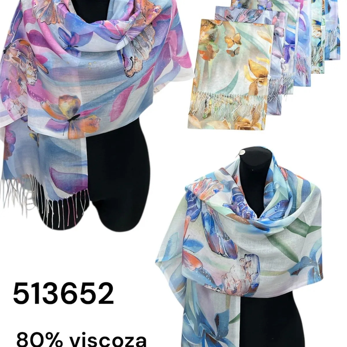 Szaliki damskie 80% wiskoza 20% bawełna