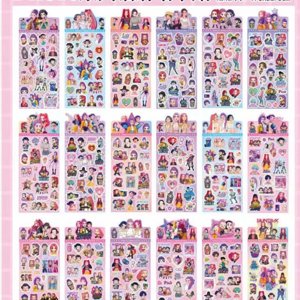 Naklejki Kpop Anime Różowe 9,5x22,5cm DHH818