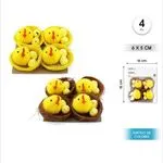 Ozdoby Wielkanocne 4PCS Kurczaki w Gniazdach 6x5cm