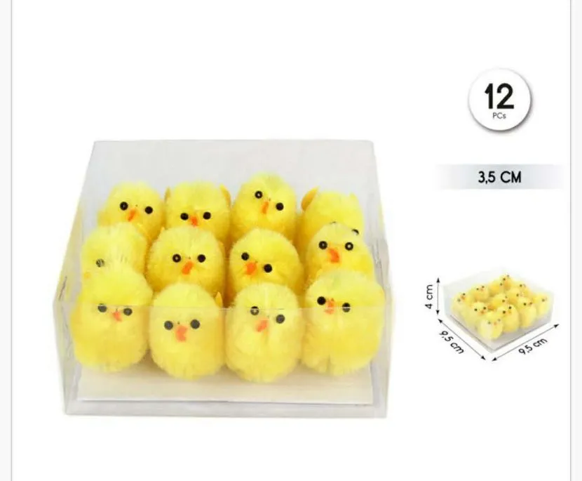 Ozdoby wielkanocne pisklęta pluszowe 3,5 cm 12 szt