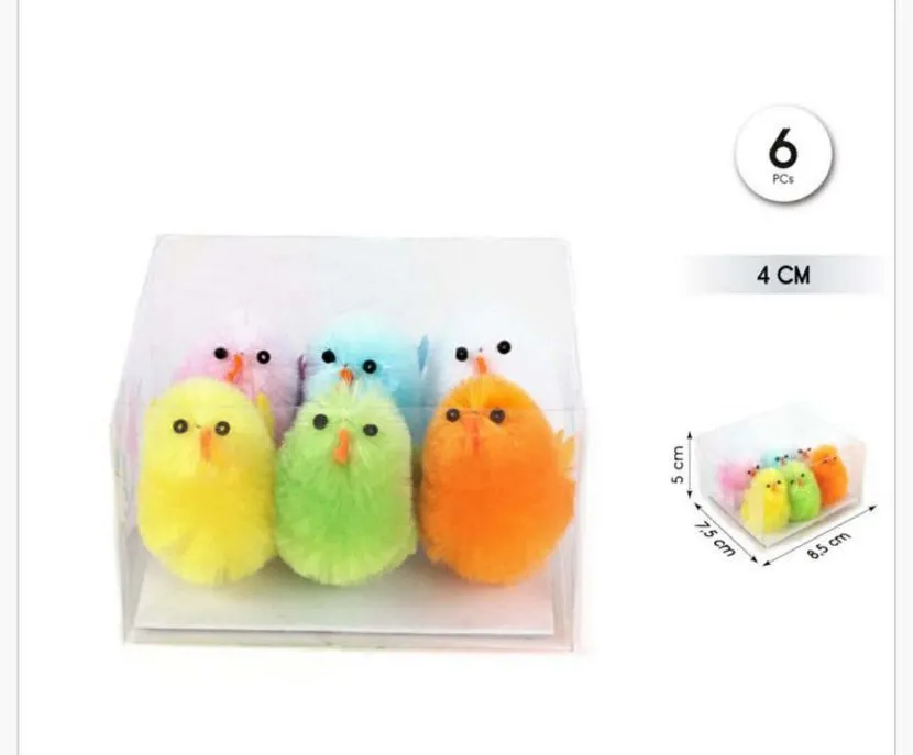 Ozdoby Wielkanocne - puchate kurczaki 4 cm, 6 szt