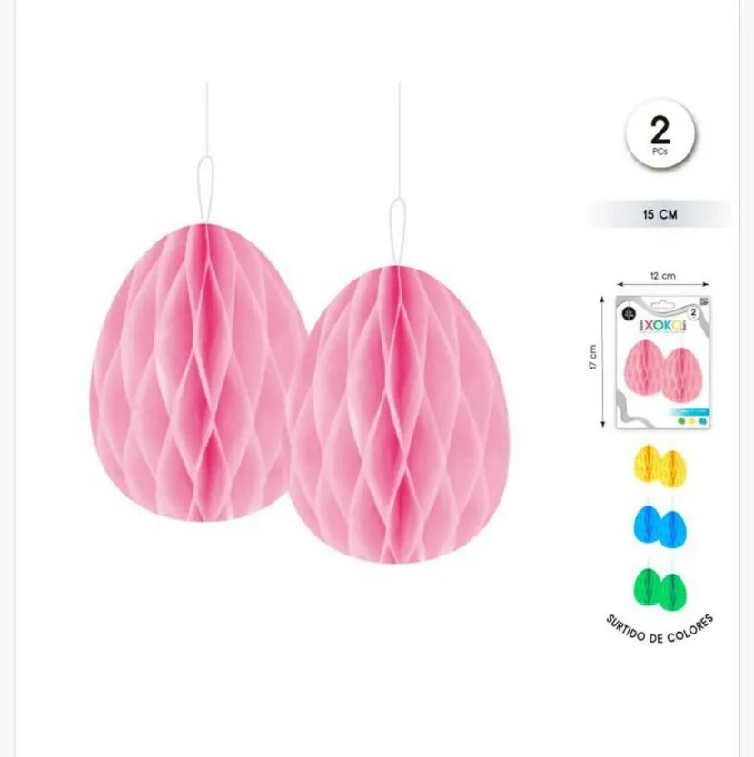 Ozdoby Wielkanocne 2PCS 15cm Różowe Jaja Papierowe