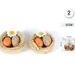 Ozdoby wielkanocne - gniazda z jajkami i stokrotkami 5,5 cm