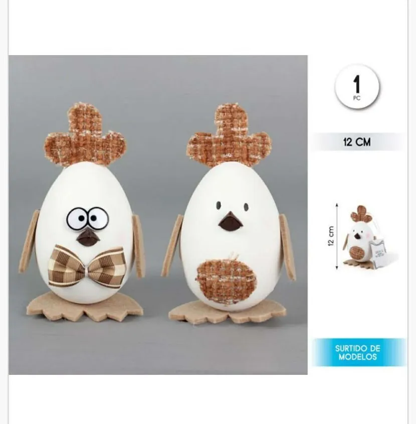 Ozdoby wielkanocne kurczaki z jajkiem 12 cm