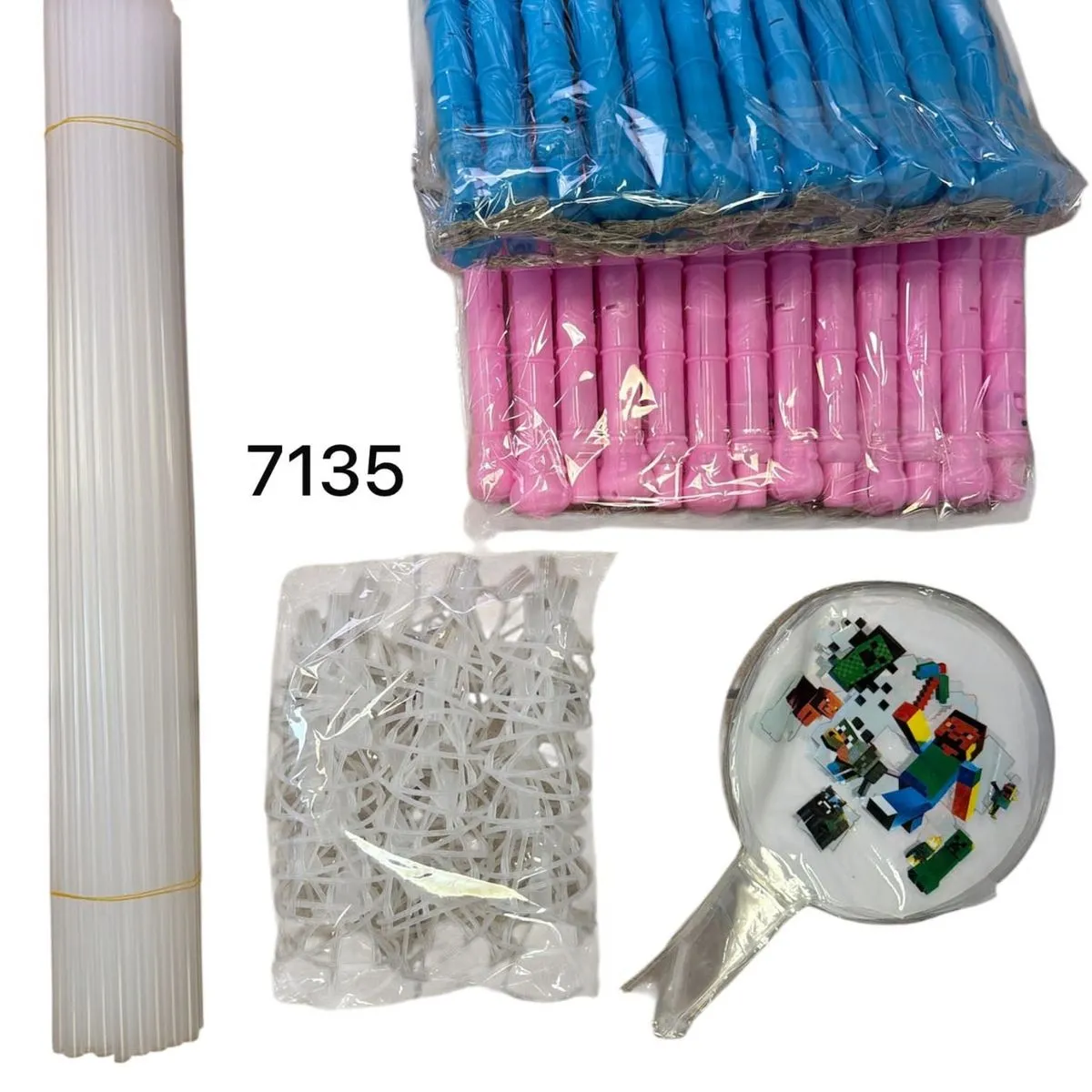 Balony świecące LED niebieskie, różowe, białe 50 szt