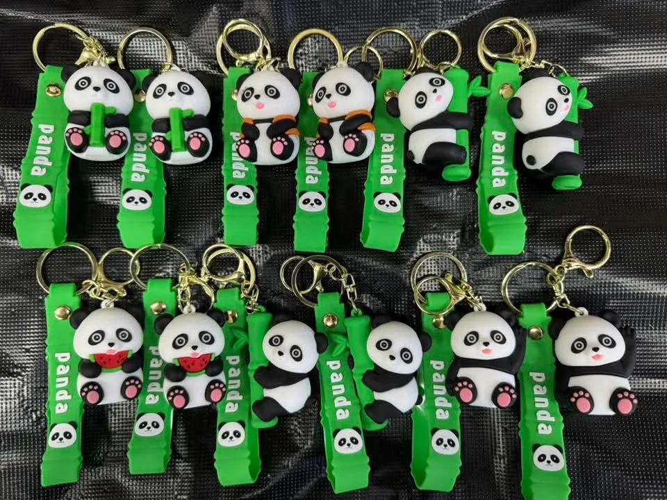 Brelok do Kluczy Gumowy Panda z Bambusem