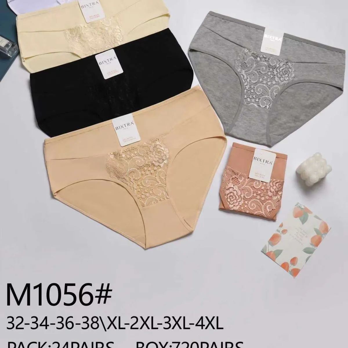 Majtki damskie M1056 S-5XL, 6 kolorów, pak. 24 szt